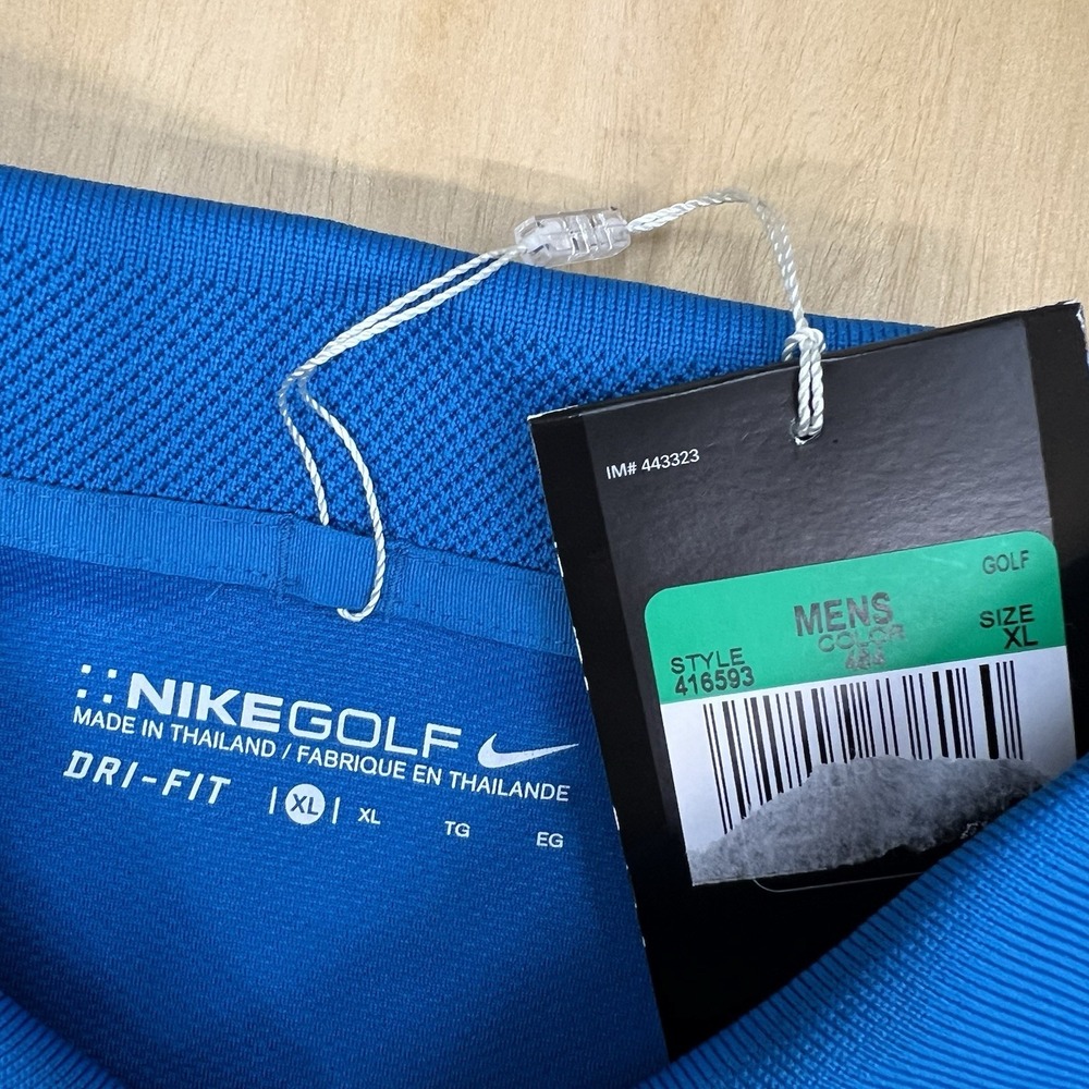 Nike Golf Polo Shirt Pique Performance Mens XL Relaxed Fit Blue Dri-Fit - Picture 7 of 8